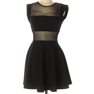 Topshop Color Block Solid Black Cocktail Dress S6